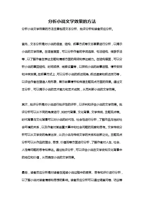 分析小说文学效果的方法