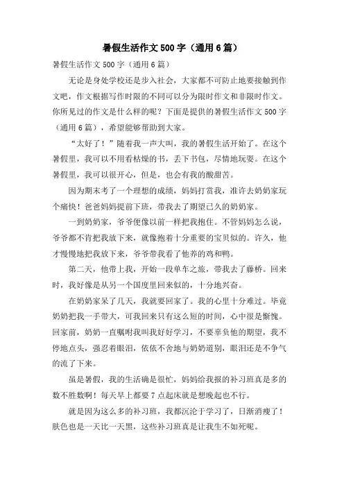 暑假生活作文500字(通用6篇)