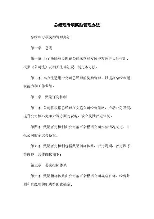 总经理专项奖励管理办法