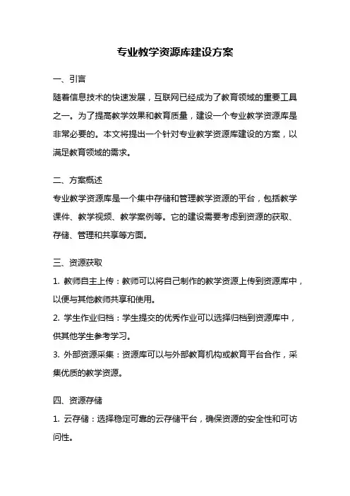 专业教学资源库建设方案