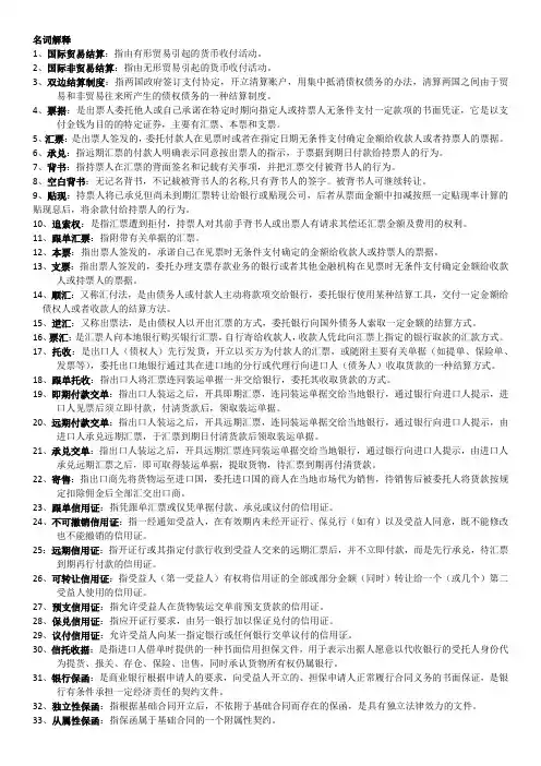 国际结算重点