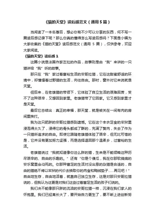 《猫的天堂》读后感范文（通用5篇）