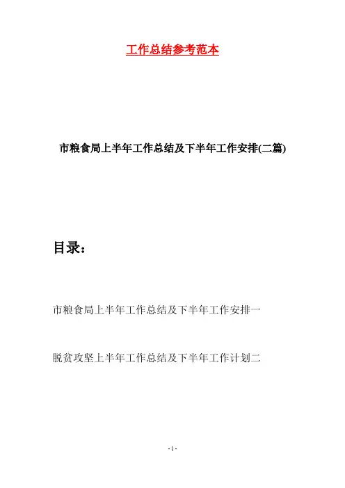 市粮食局上半年工作总结及下半年工作安排(二篇)