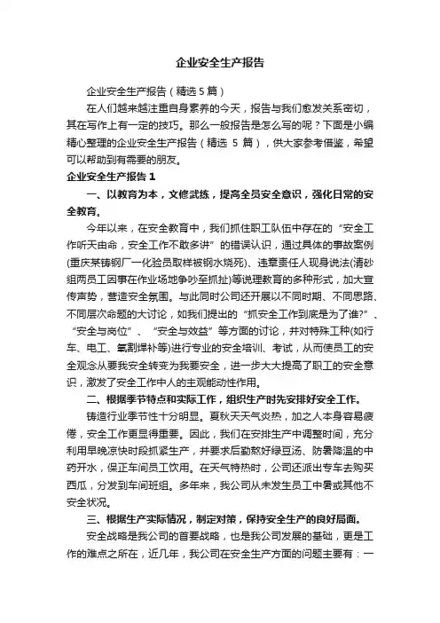 企业安全生产报告