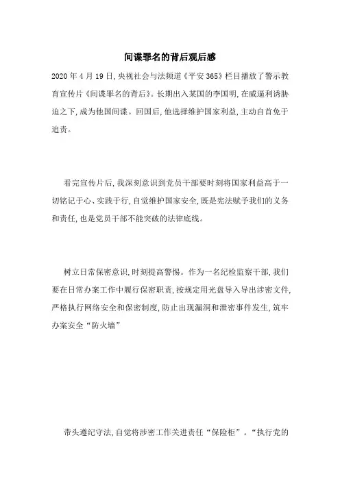 最新间谍罪名的背后观后感