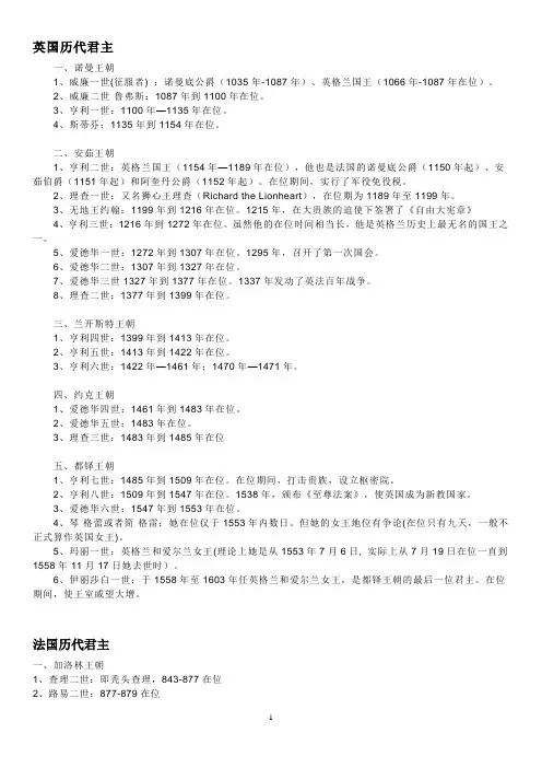 英国历代君主