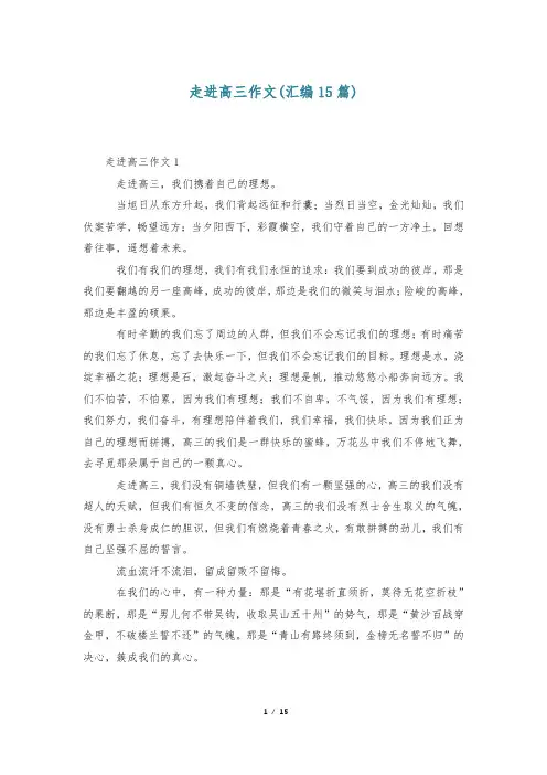 走进高三作文(汇编15篇)