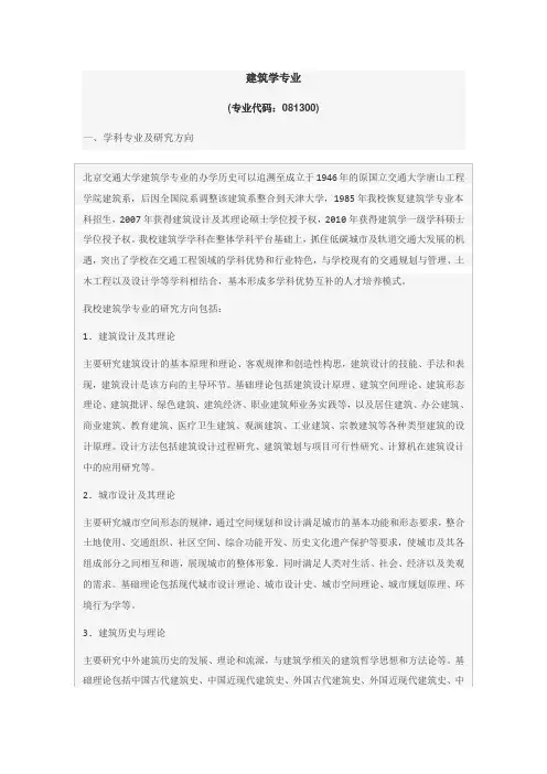 建筑学专业 培养方案