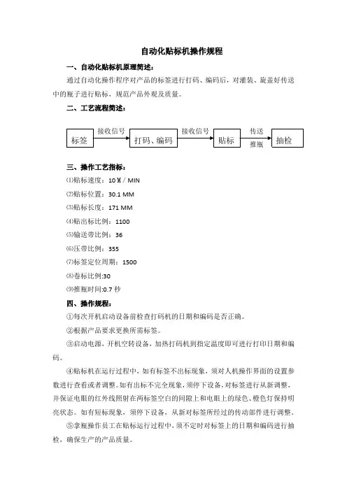 自动化贴标机操作规程