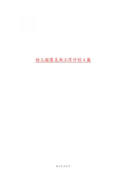 幼儿园团支部工作计划4篇