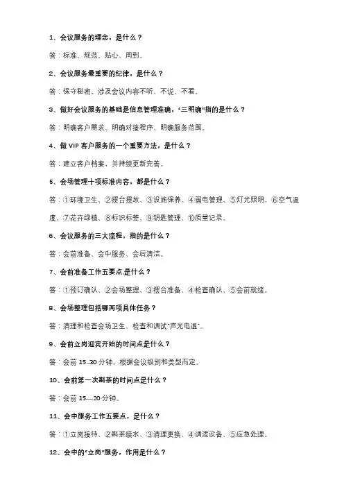 会议服务百问百答