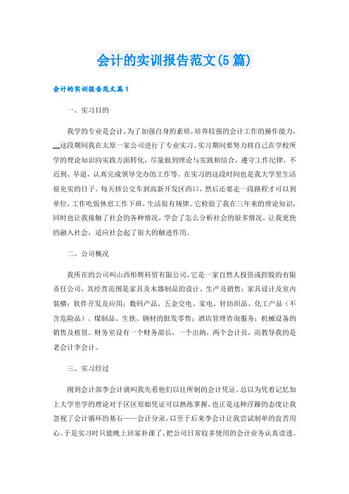 会计的实训报告范文(5篇)