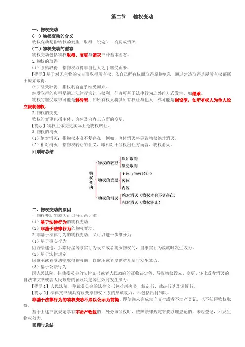 物权变动、物权变动的原因、物权行为