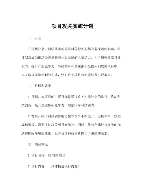 项目攻关实施计划