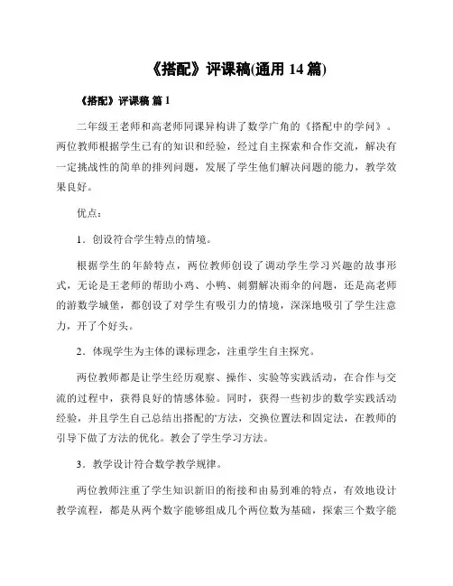 《搭配》评课稿(通用14篇)