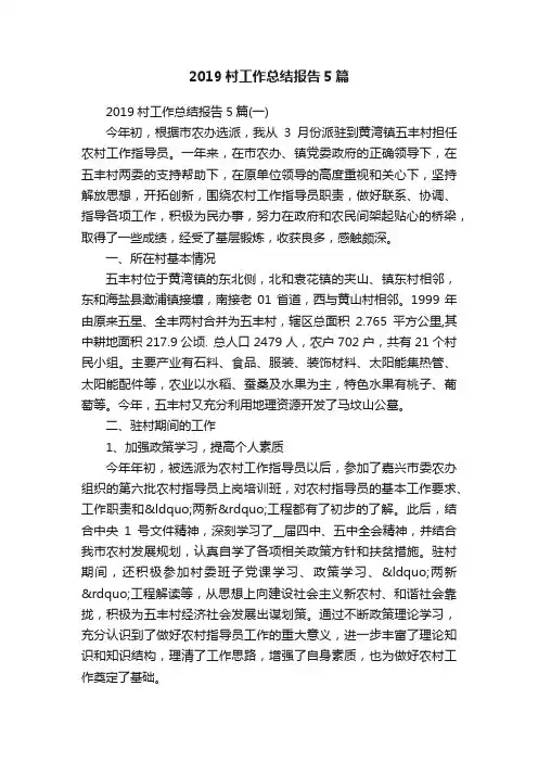 2019村工作总结报告5篇