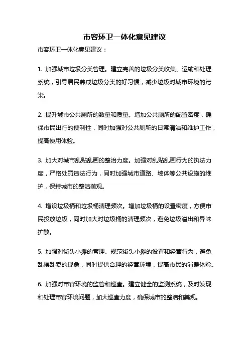 市容环卫一体化意见建议