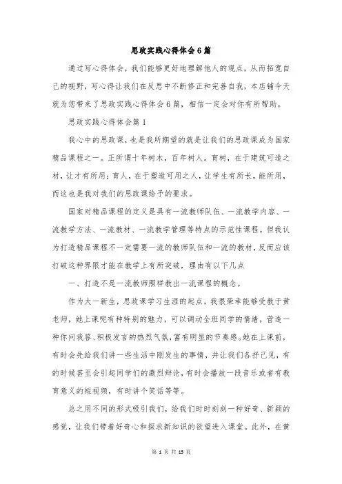 思政实践心得体会6篇