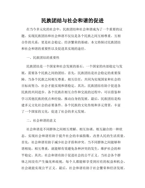 民族团结与社会和谐的促进
