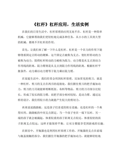 《杠杆》杠杆应用,生活实例