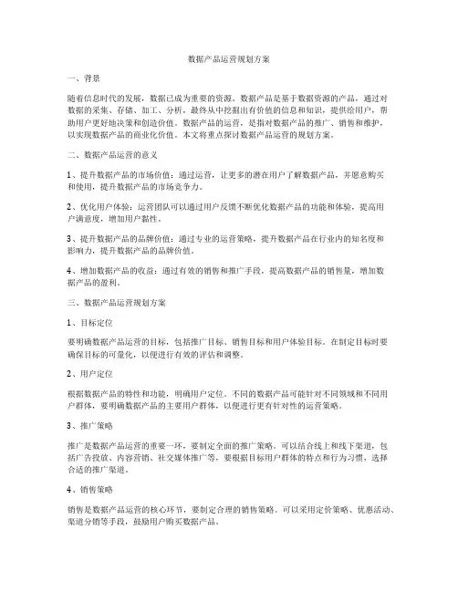 数据产品运营规划方案