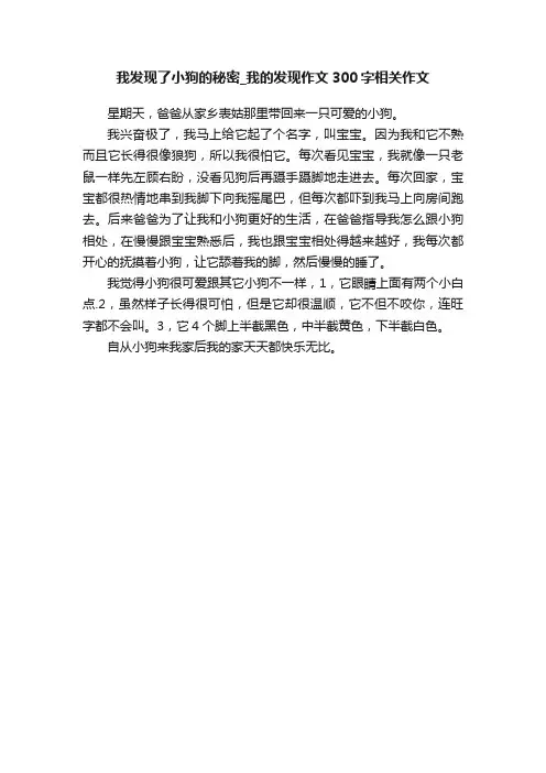 我发现了小狗的秘密_我的发现作文300字相关作文