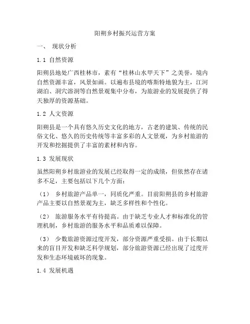 阳朔乡村振兴运营方案