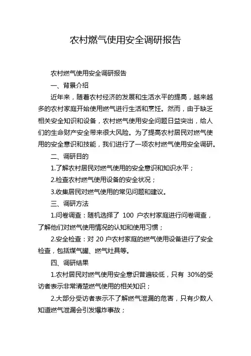 农村燃气使用安全调研报告
