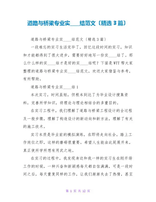 道路与桥梁专业实习总结范文(精选3篇)