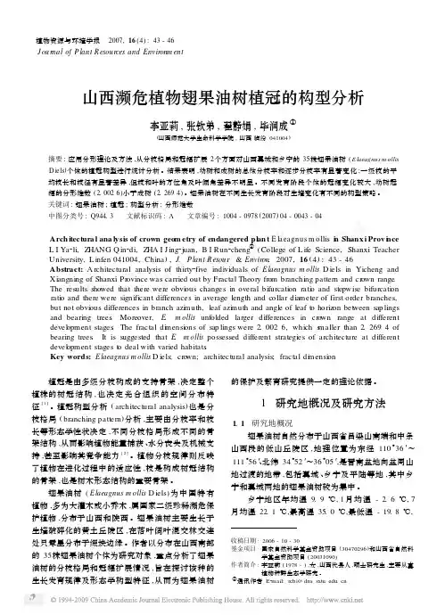山西濒危植物翅果油树植冠的构型分析