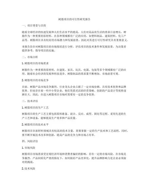 树脂项目的可行性研究报告