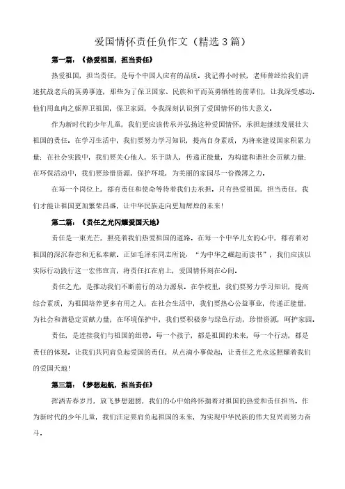 爱国情怀责任负 作文(精选3篇)