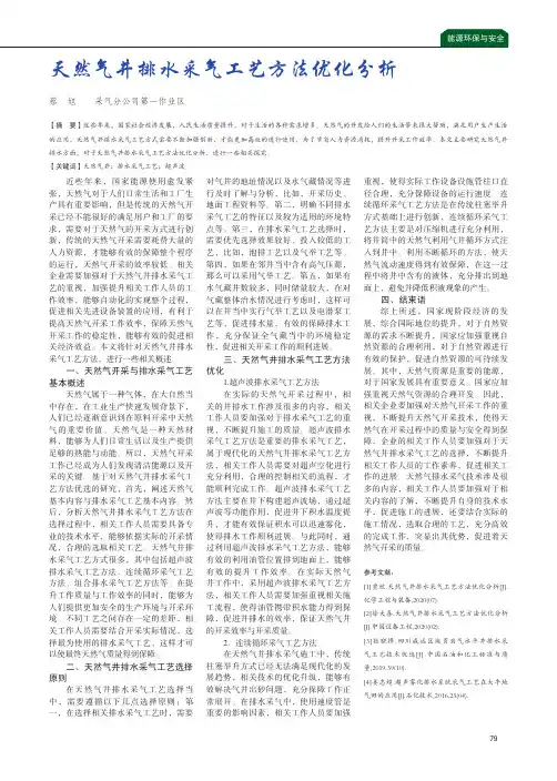 天然气井排水采气工艺方法优化分析