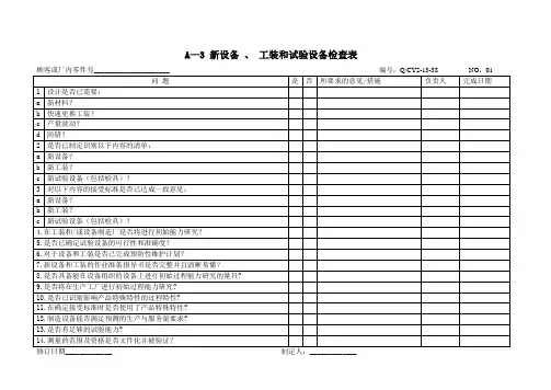 A3-A8检查表