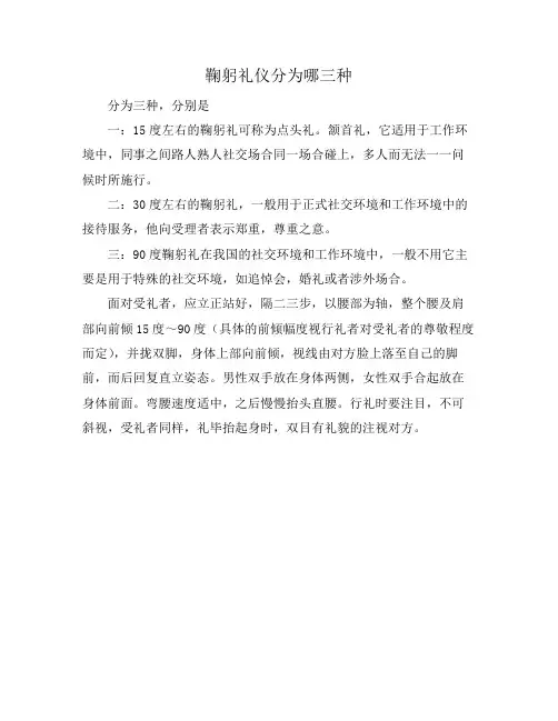 鞠躬礼仪分为哪三种