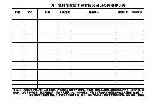 6、外出办事登记表
