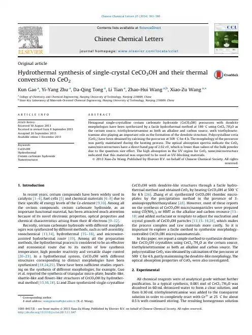 Hydrothermal synthesis of single-crystal CeCO3OH and their thermal conversion to CeO2