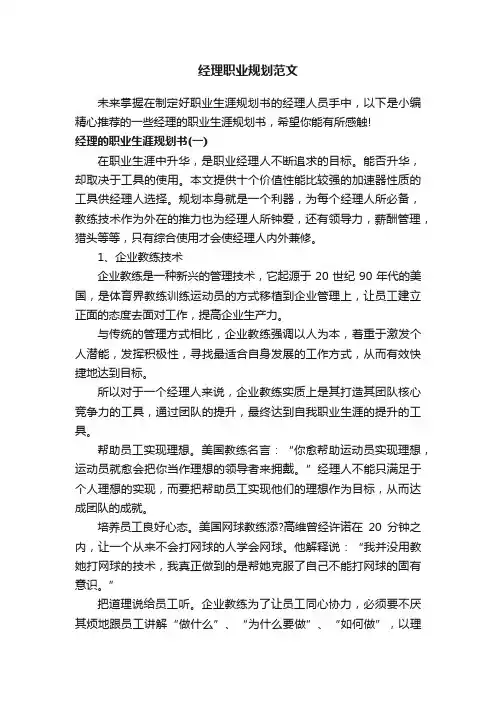 经理职业规划范文