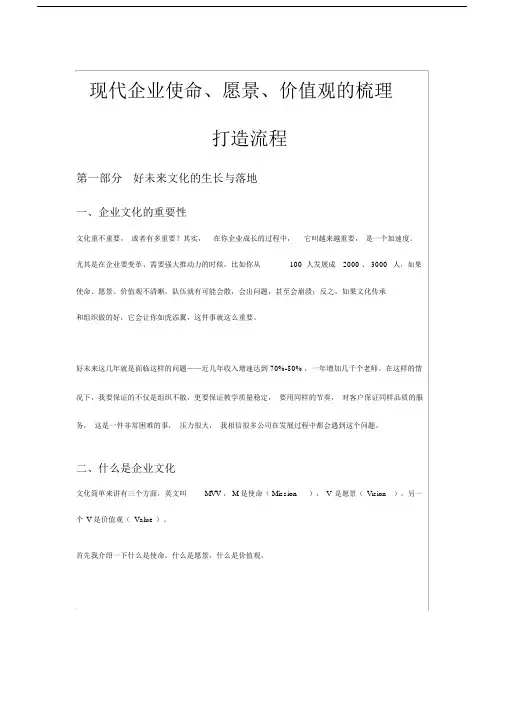 现代企业使命、愿景、价值观的梳理打造流程.docx