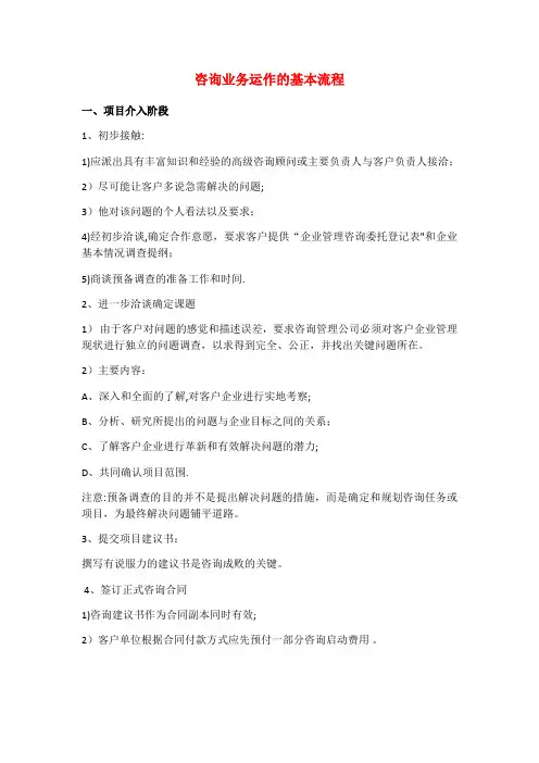 咨询业务运作的基本流程【范本模板】