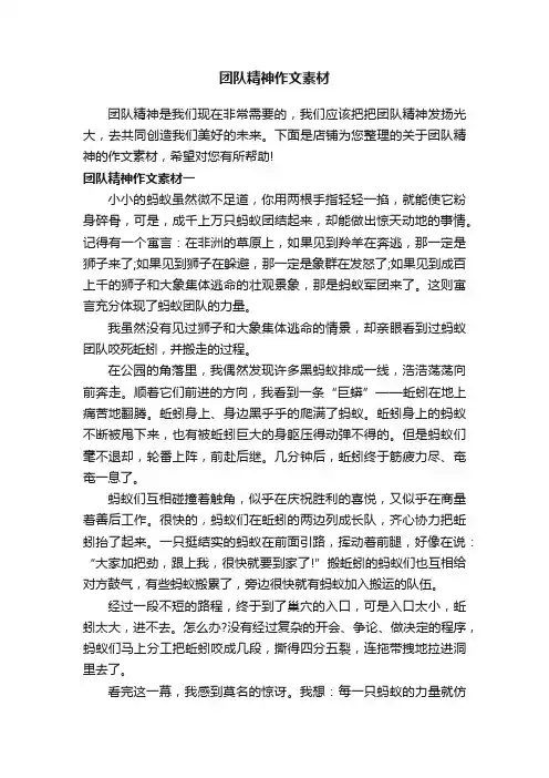 团队精神作文素材