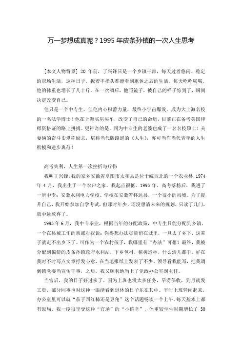 万一梦想成真呢？1995年皮条孙镇的一次人生思考