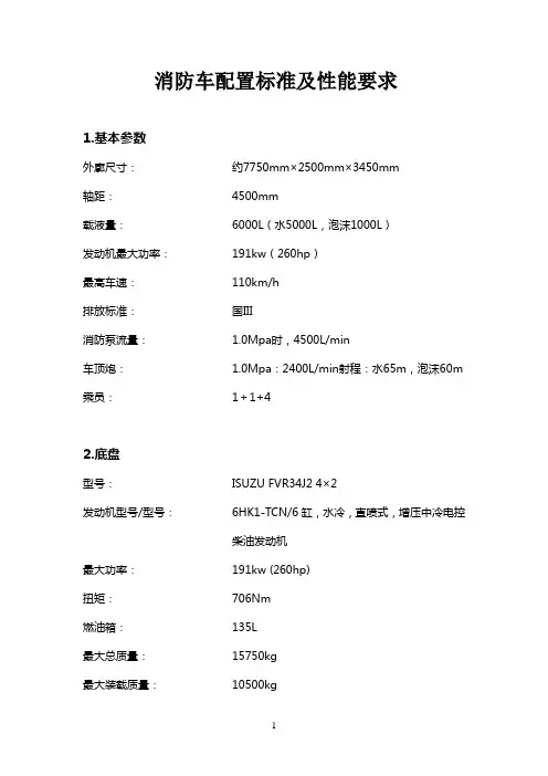 消防车配置标准及性能要求