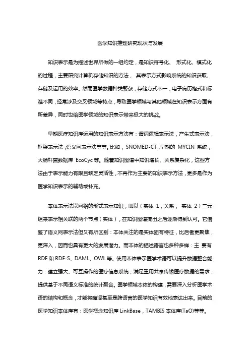 医学知识推理研究现状与发展