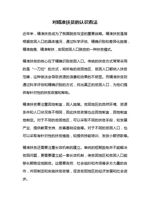对精准扶贫的认识看法