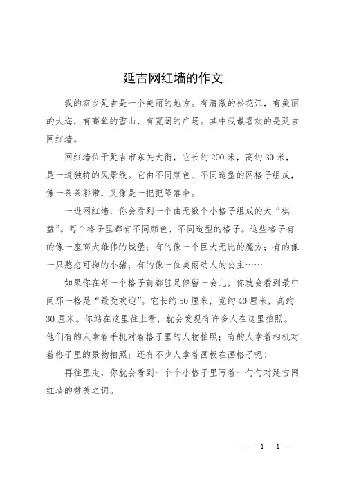 延吉网红墙的作文