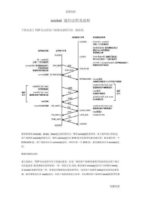 socket 通信过程及流程