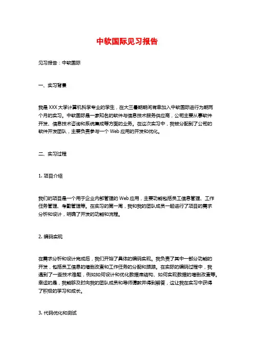 中软国际见习报告