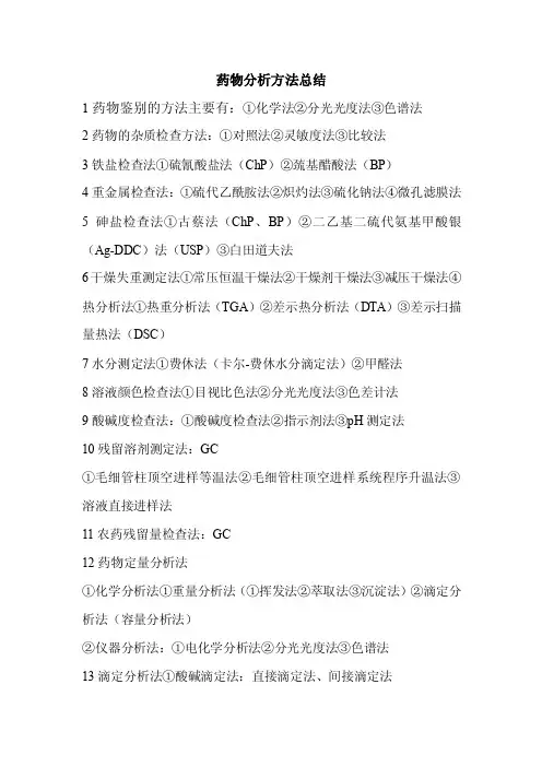药物分析方法总结