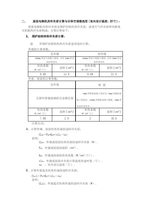电梯主机房空调选型